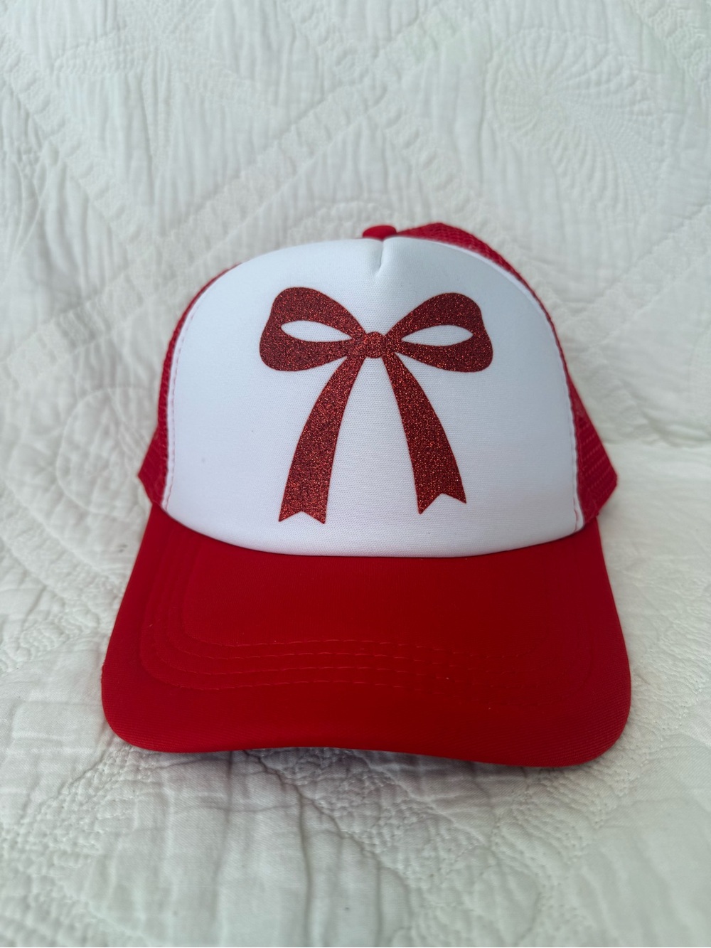 Hobby Lobby Red and White Bow Trucker Hat
